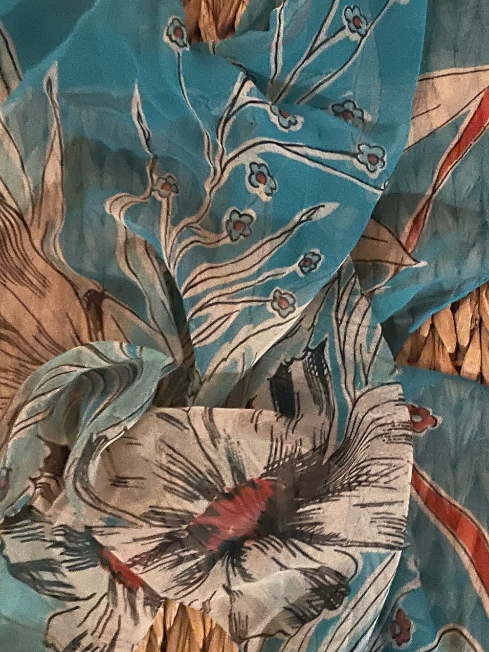 Turquoise Floral Sheer Scarf by Vera Bradley